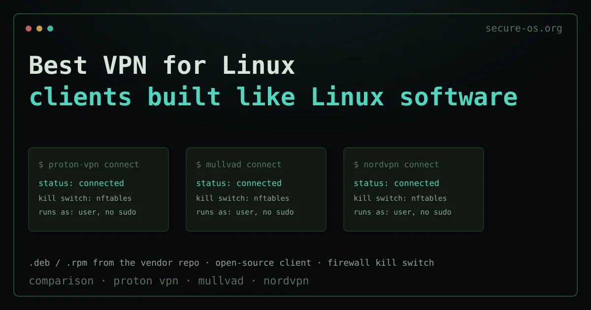 Three terminal panels on a dark background, each showing a VPN client command and a green connected status line