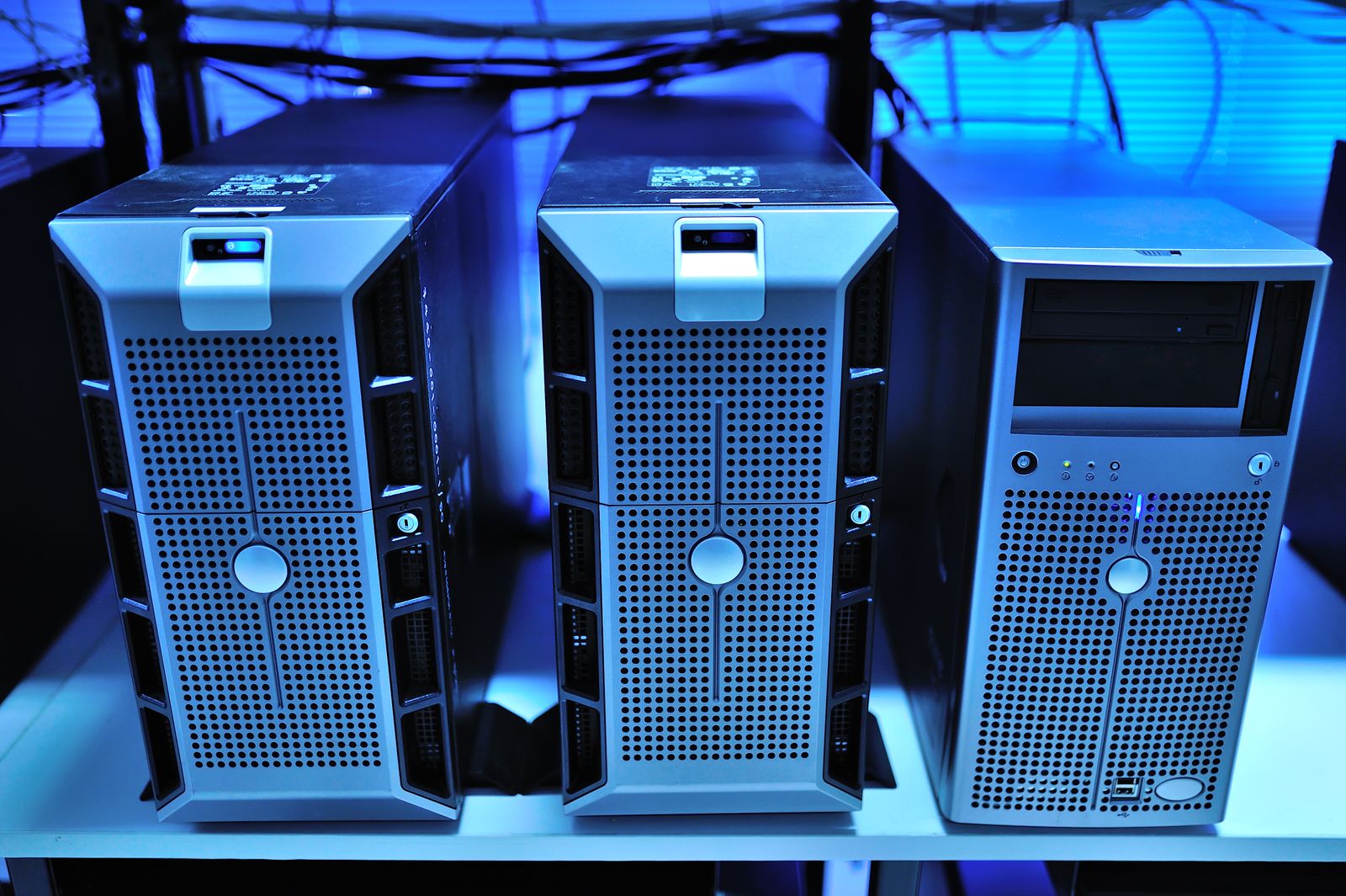 Rack-mounted server units in a data center. Immutable distros are popular on servers and containers, where a read-only base and identical, reproducible images make a fleet easier to trust.
